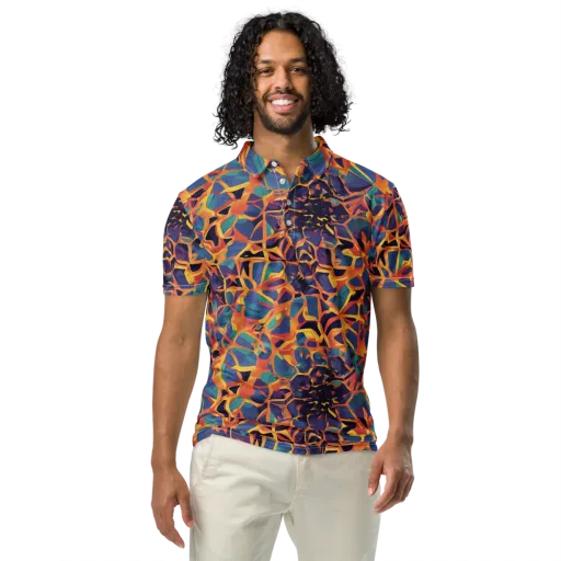 Saffron Circuit on a Men's Slim Fit Polo Shirt
