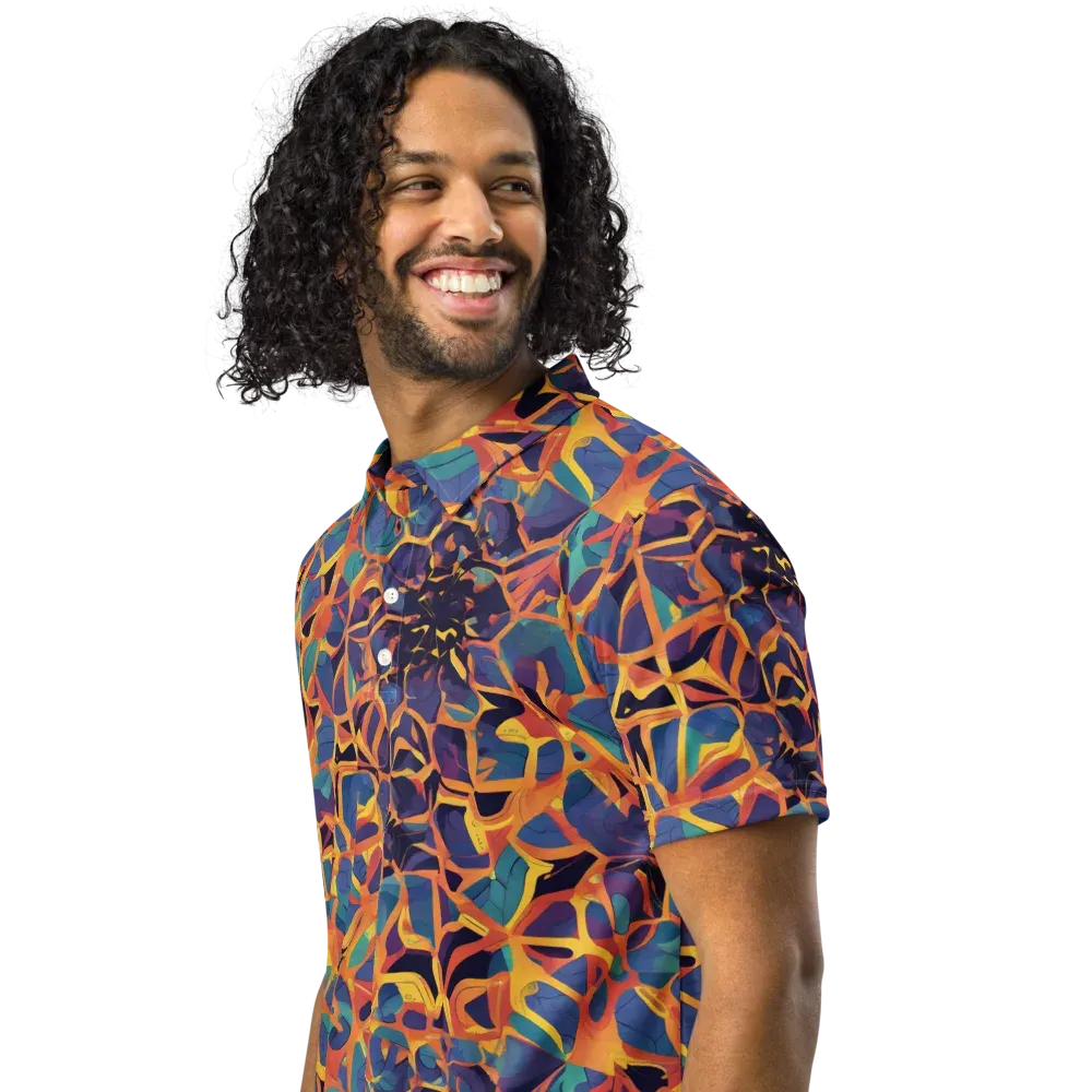 Saffron Circuit on Men's Slim Fit Polo Shirt — Left Front