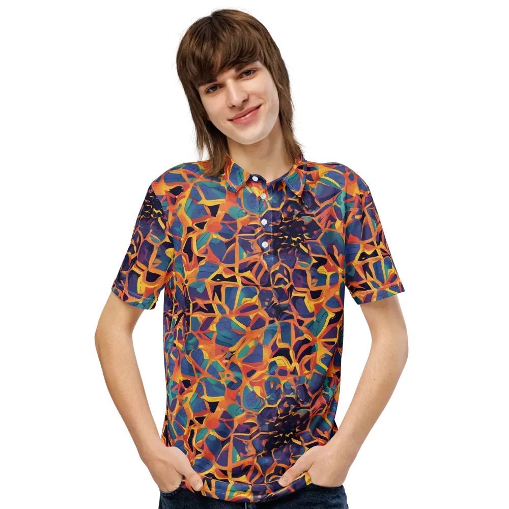 Saffron Circuit on Men's Slim Fit Polo Shirt — Front