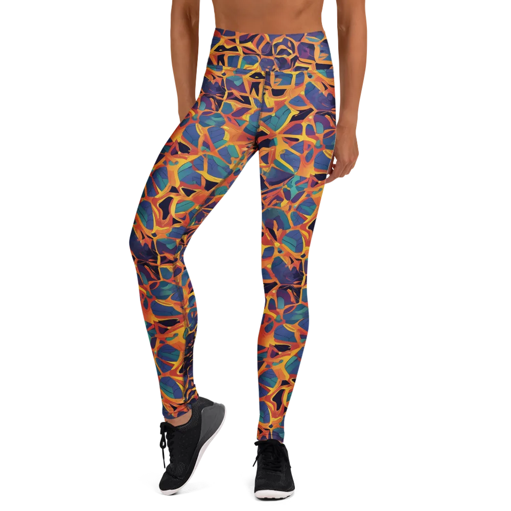 Saffron Circuit on Yoga Leggings — Front