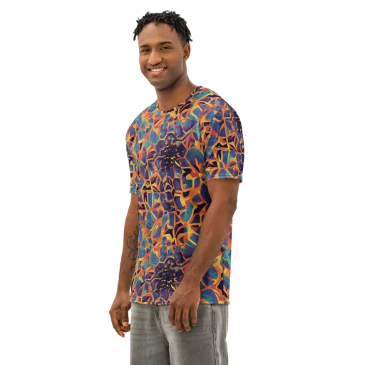 Saffron Circuit on a Men's Cotton Crew Neck T-Shirt