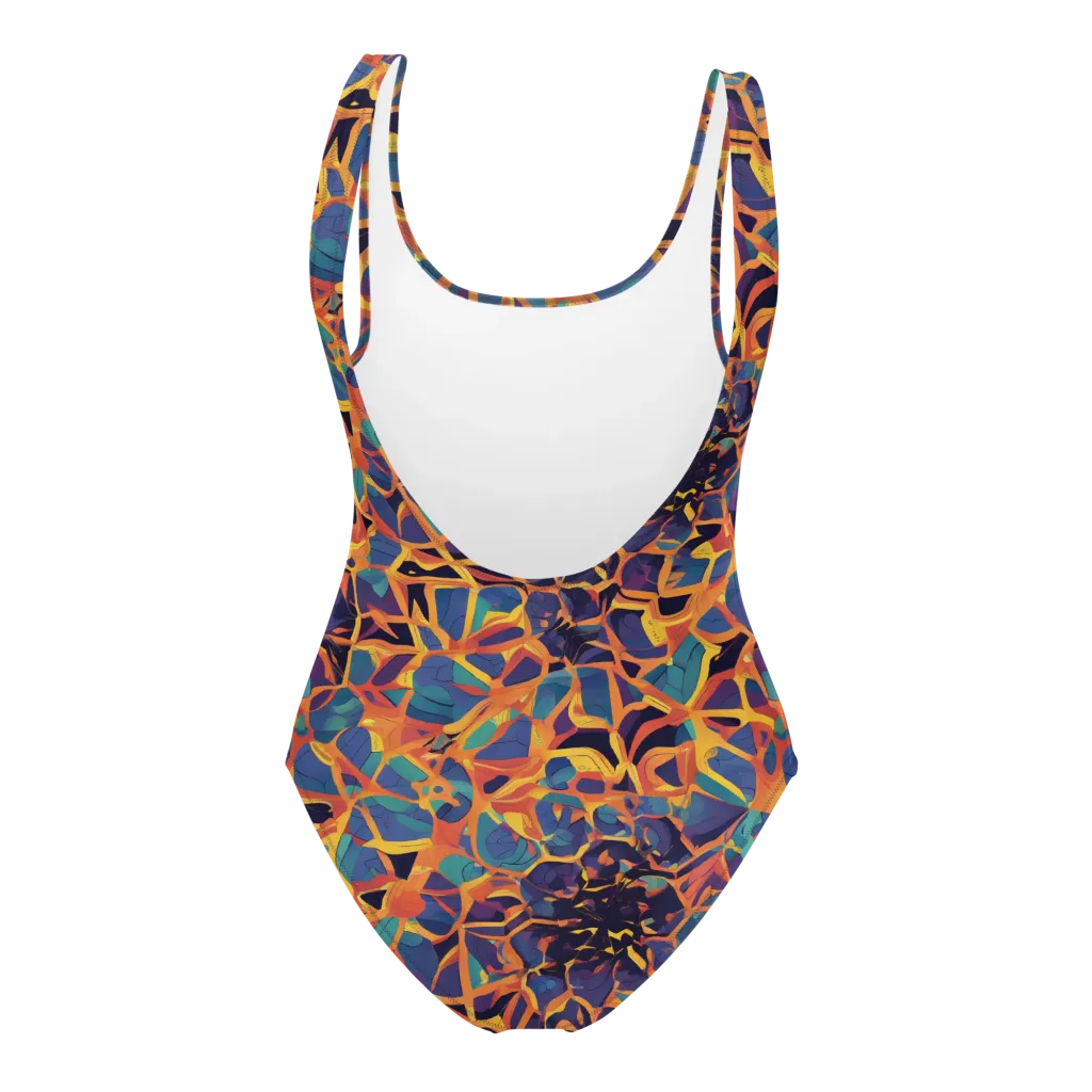 Saffron Circuit on One-Piece Swimsuit — Back