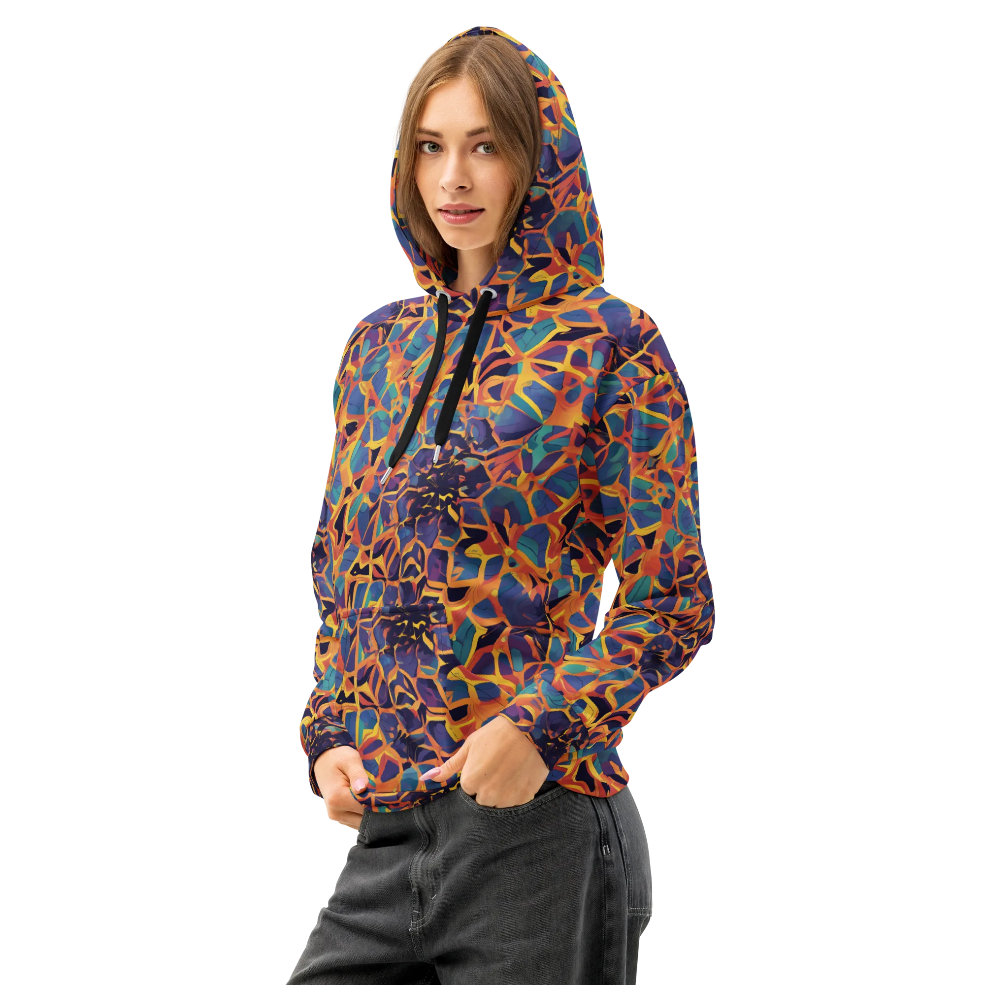 Saffron Circuit on Cotton Hoodie — Left Front