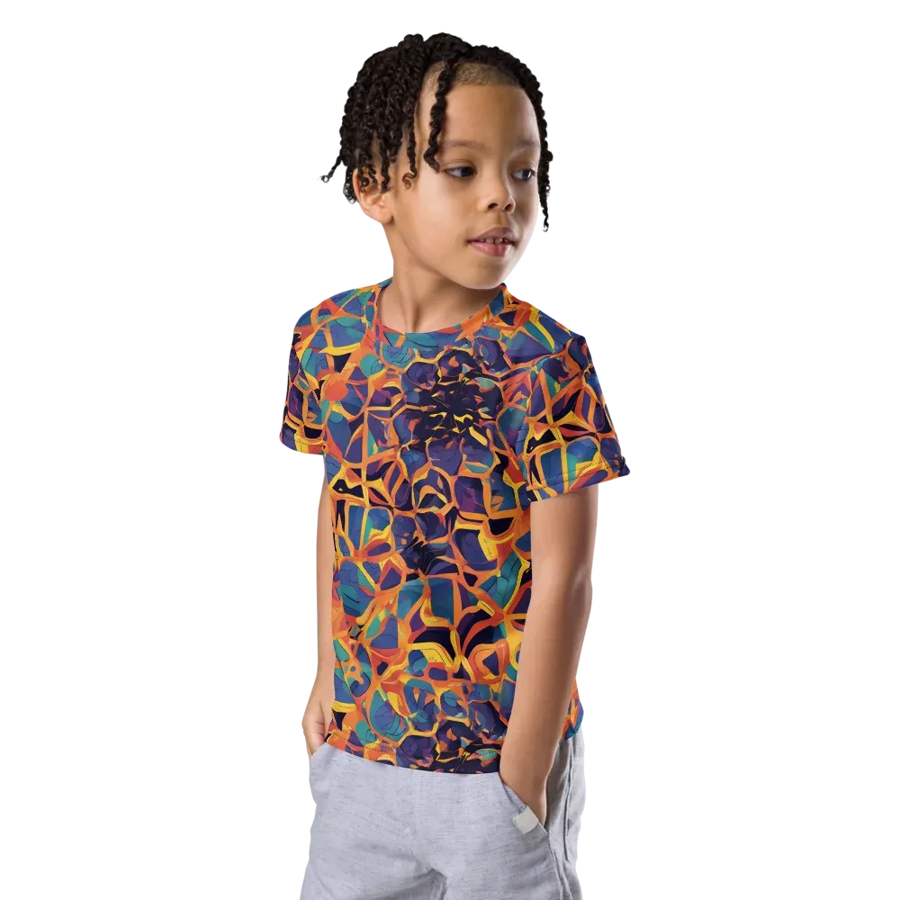 Saffron Circuit on Kids Crew Neck T-Shirt — Left Front