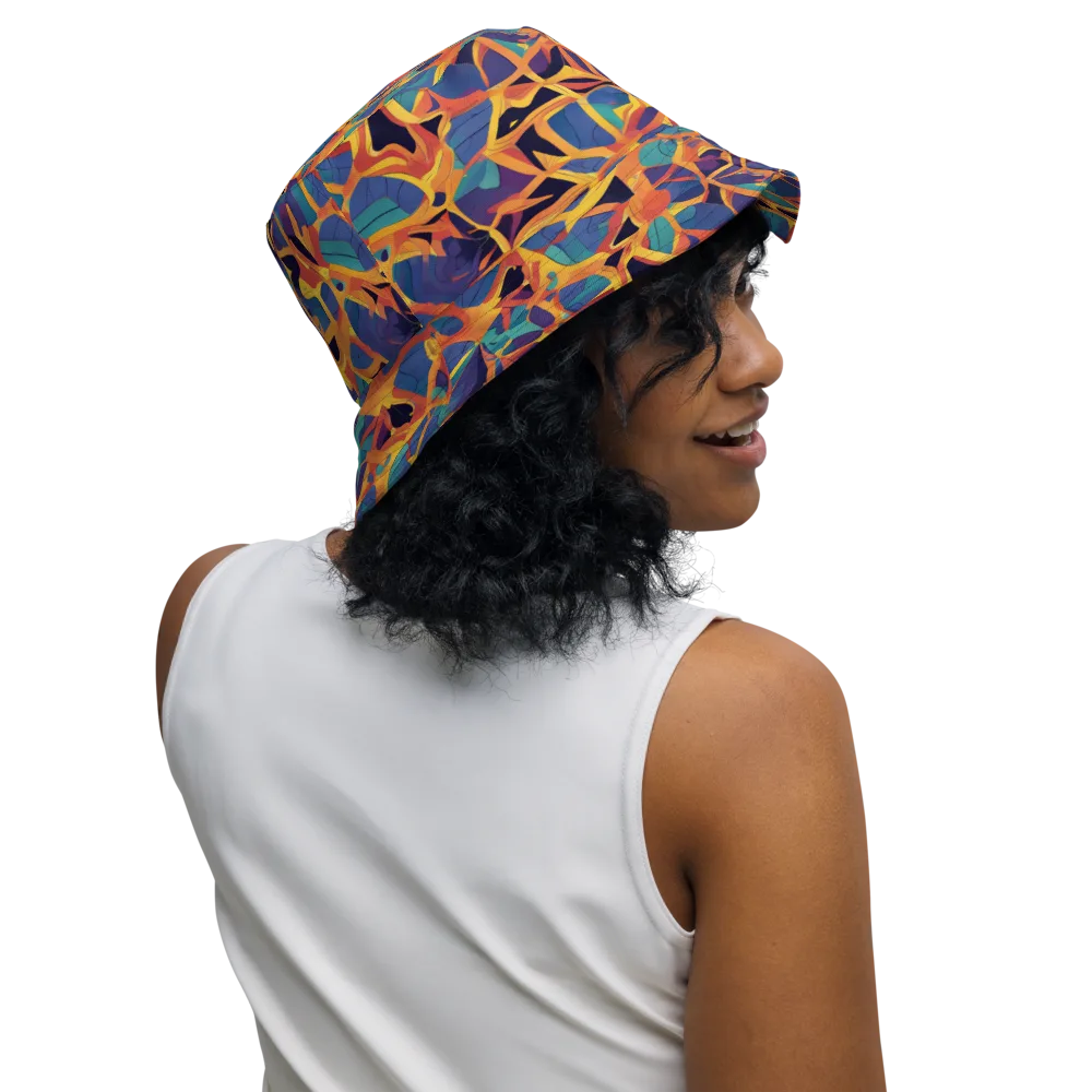 Saffron Circuit on Reversible Bucket Hat — Right Outside