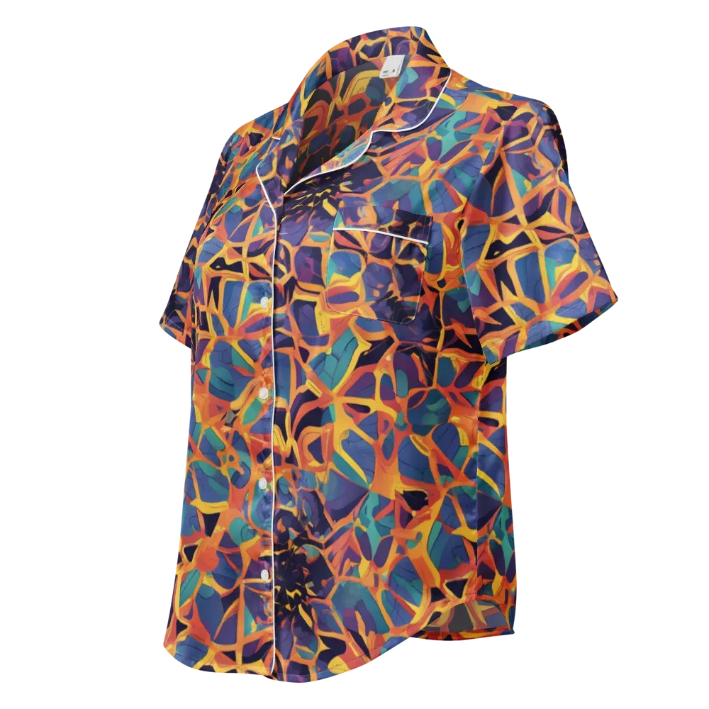 Saffron Circuit on Women's Short Sleeve Pajama Top — Left Front