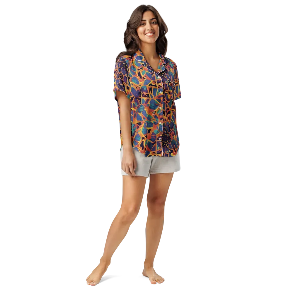 Saffron Circuit on Women's Short Sleeve Pajama Top — Front