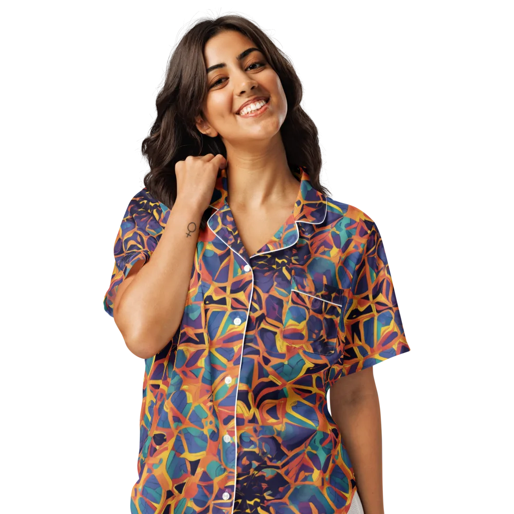 Saffron Circuit on Women's Short Sleeve Pajama Top — Front