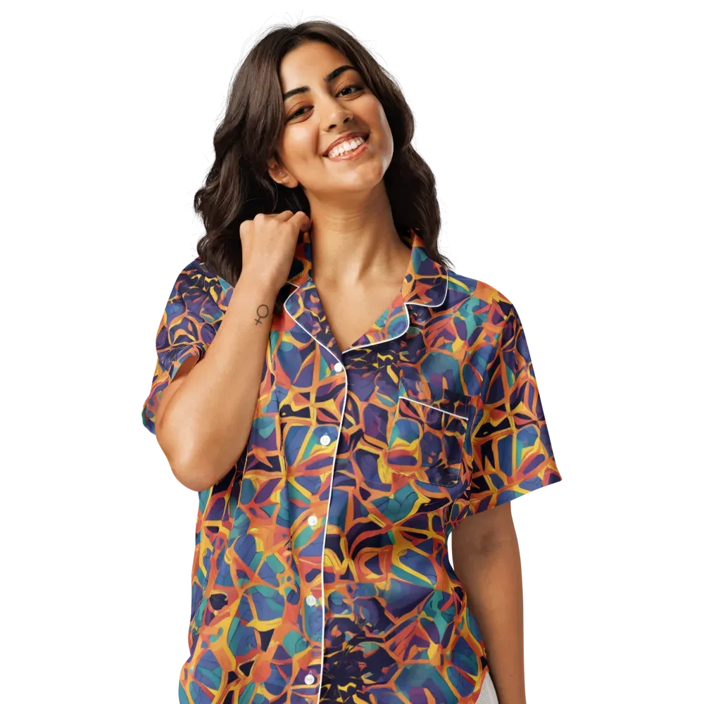 Saffron Circuit on Women's Short Sleeve Pajama Top — Front
