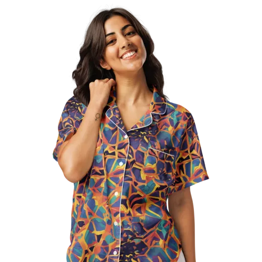 Saffron Circuit on a Women's Short Sleeve Pajama Top