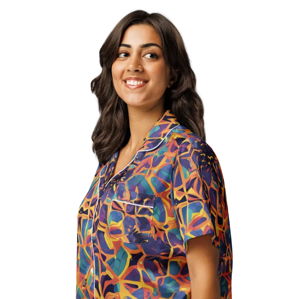 Saffron Circuit on Women's Short Sleeve Pajama Top — Left Front