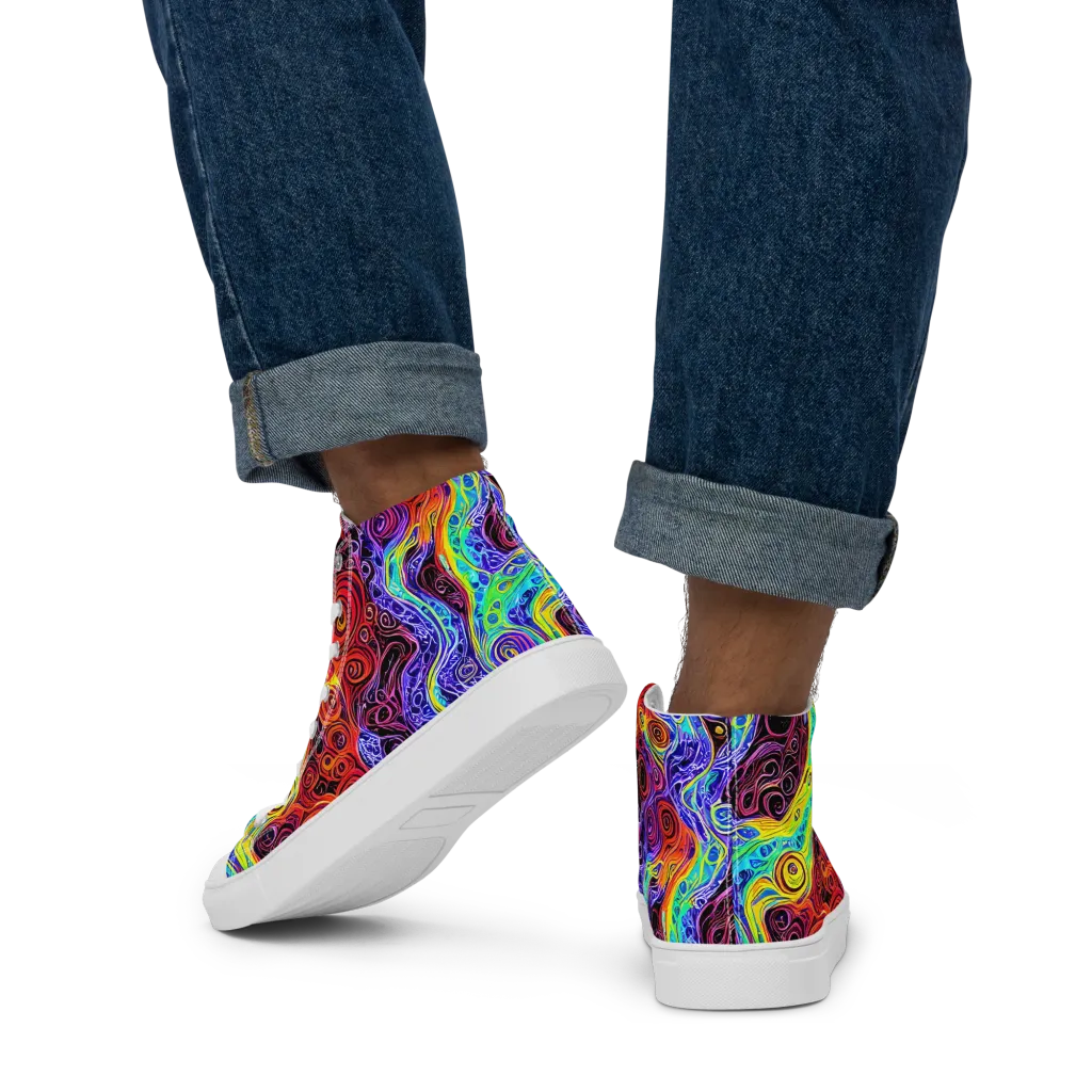 The Color Maelstrom on Men's High Top Canvas Shoes — Back