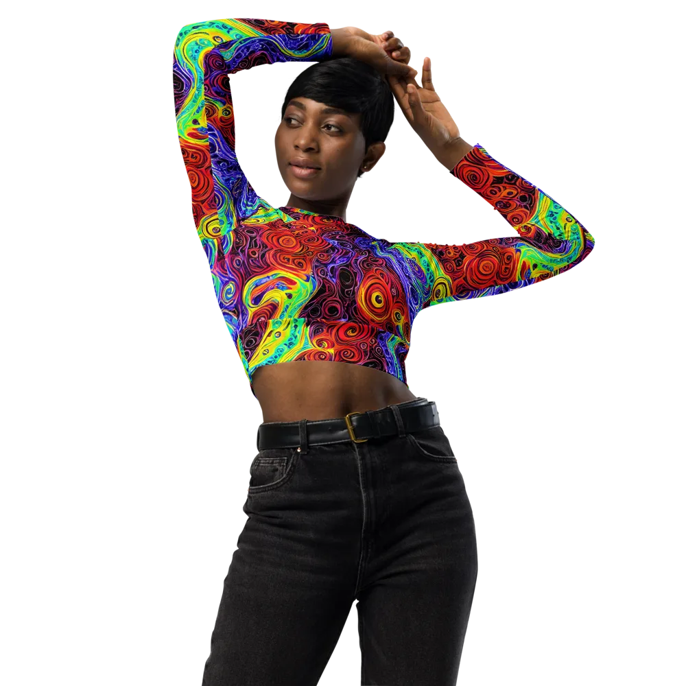 The Color Maelstrom on Long Sleeve Crop Top — Front