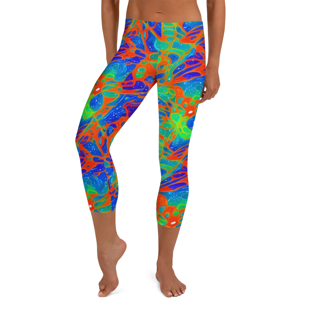 Radiant Cells on Capri Leggings — Front