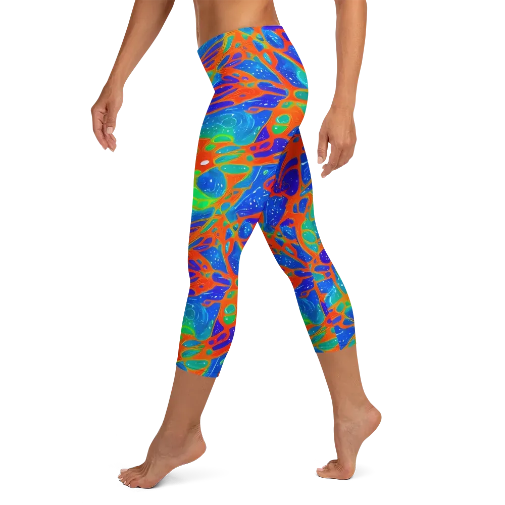 Radiant Cells on Capri Leggings — Left