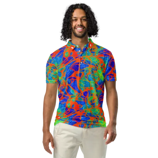 Radiant Cells on a Men's Slim Fit Polo Shirt