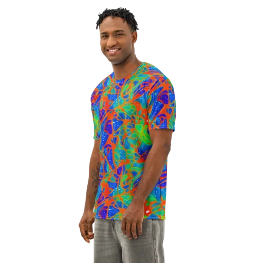 Radiant Cells on a Men's Cotton Crew Neck T-Shirt
