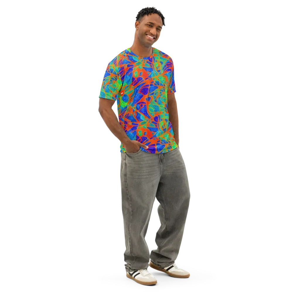 Radiant Cells on Men's Cotton Crew Neck T-Shirt — Right Front