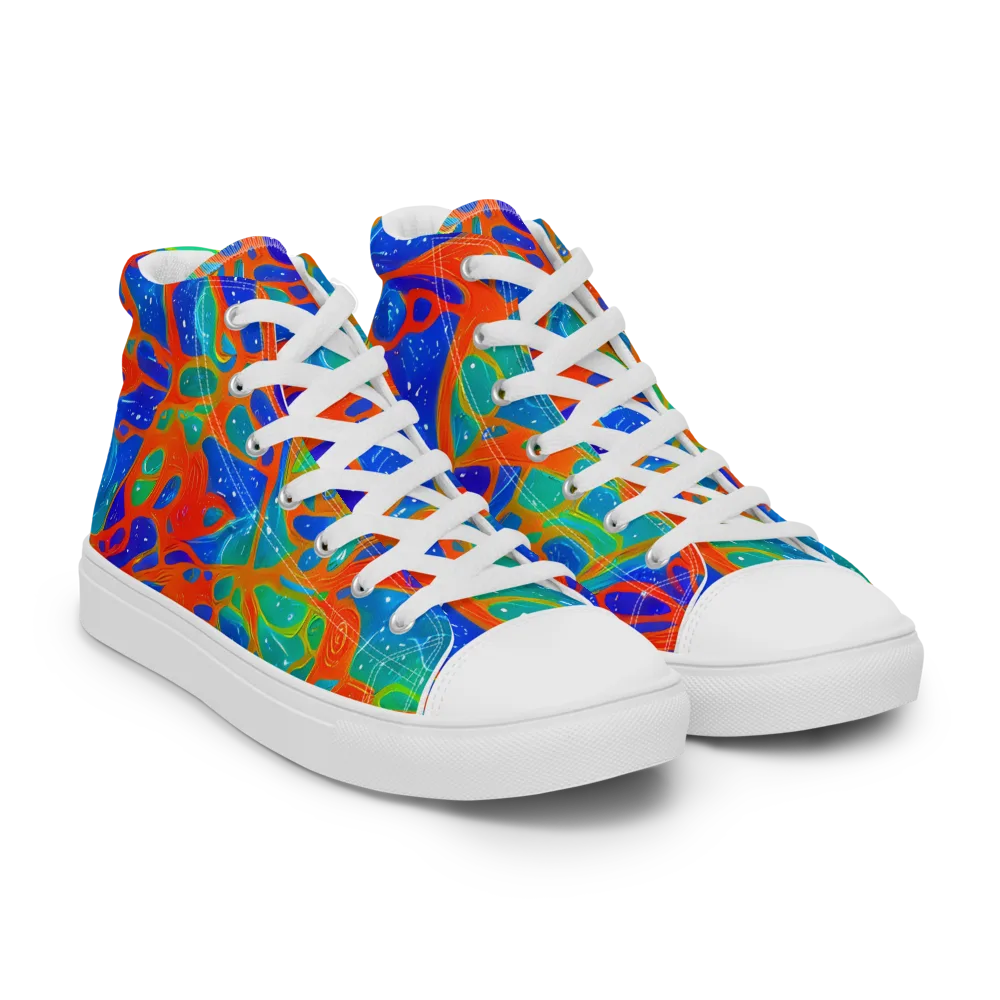 Radiant Cells on Men's High Top Canvas Shoes — Right Front