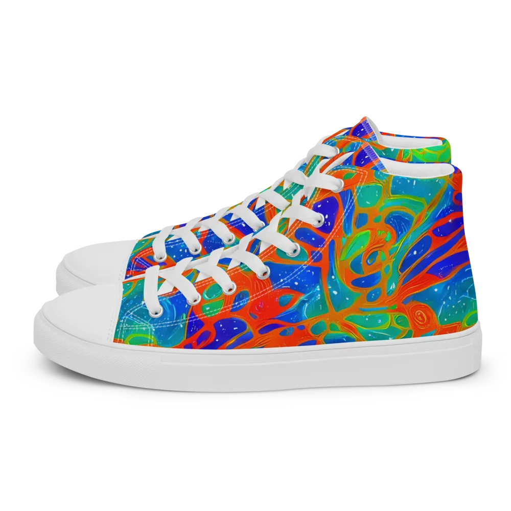 Radiant Cells on Men's High Top Canvas Shoes — Left