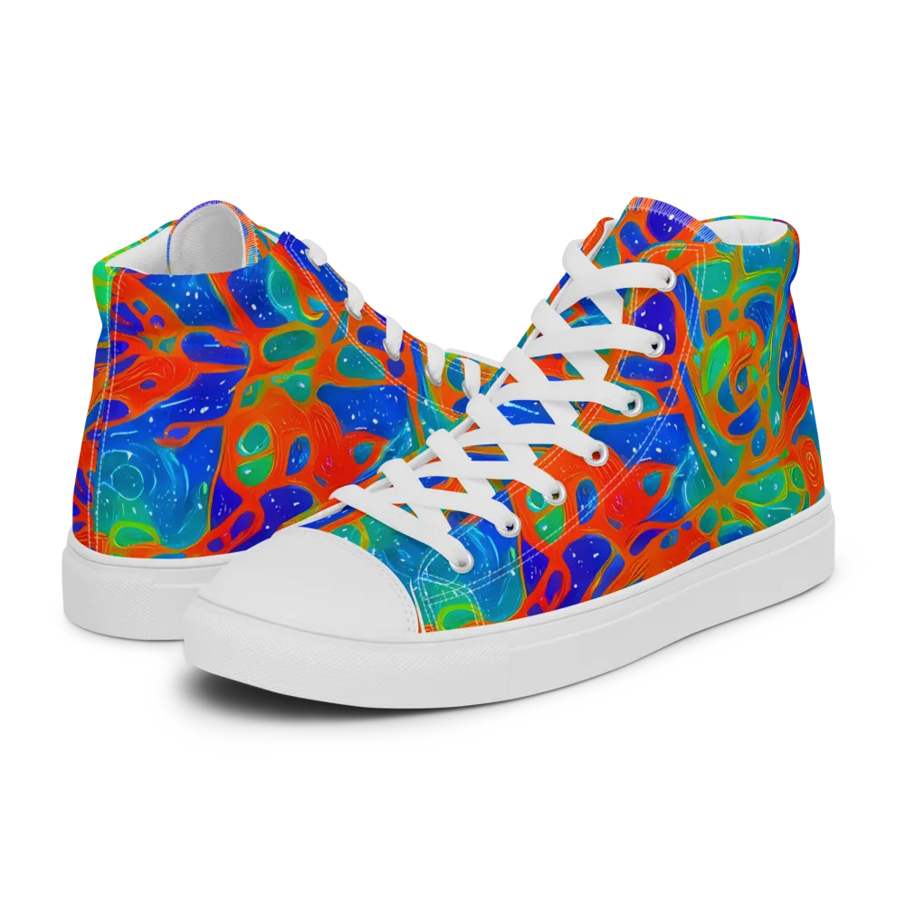 Radiant Cells on Men's High Top Canvas Shoes — Left
