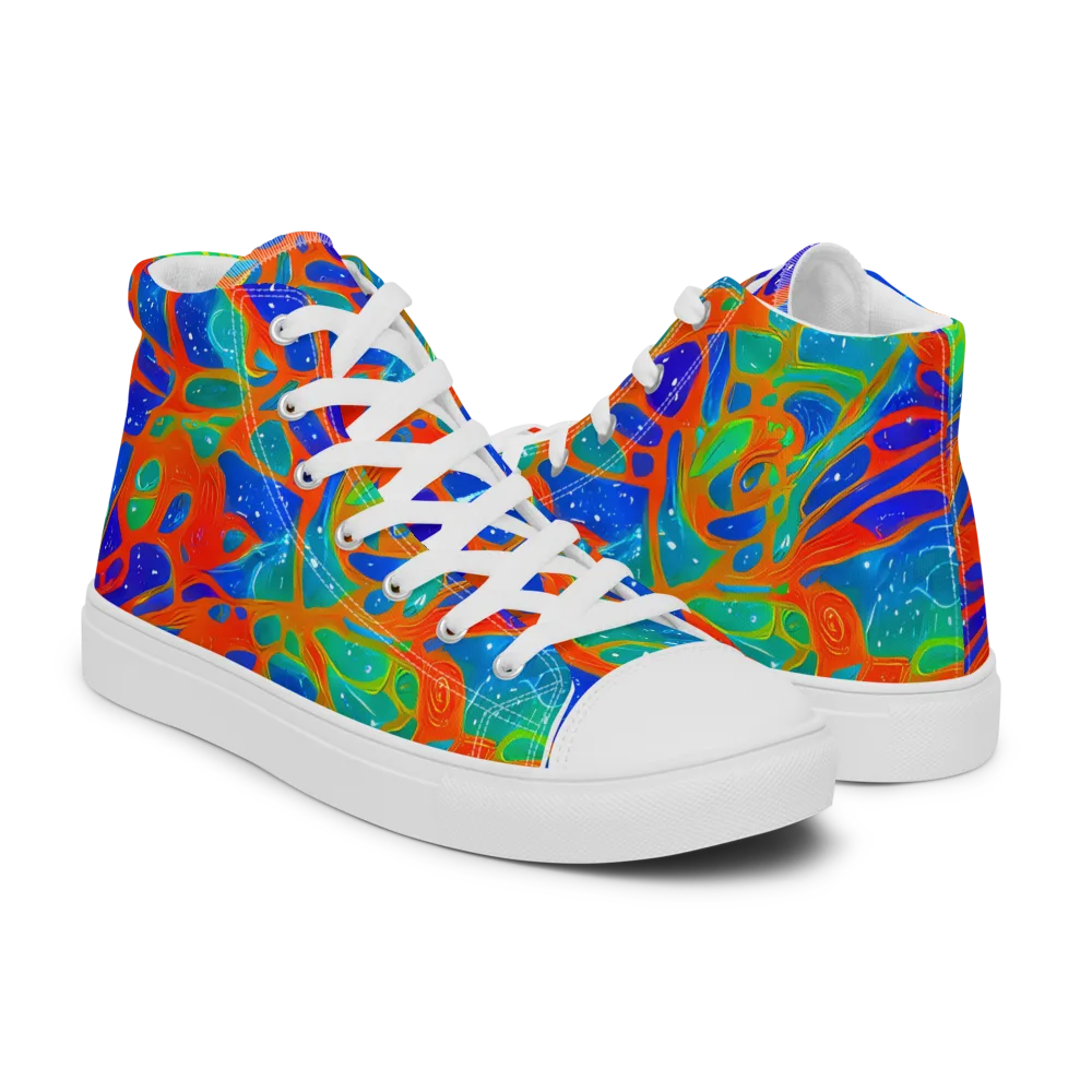 Radiant Cells on Men's High Top Canvas Shoes — Right