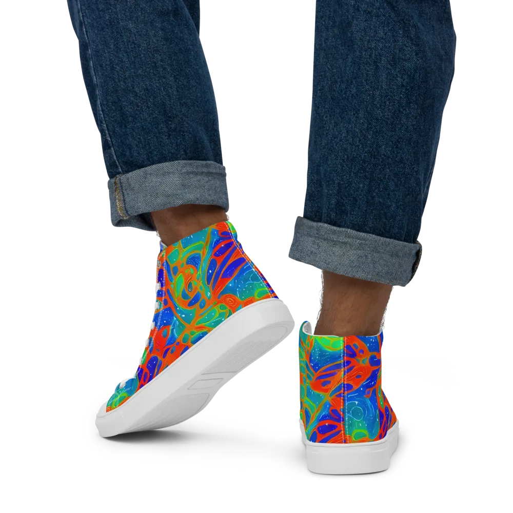 Radiant Cells on Men's High Top Canvas Shoes — Back