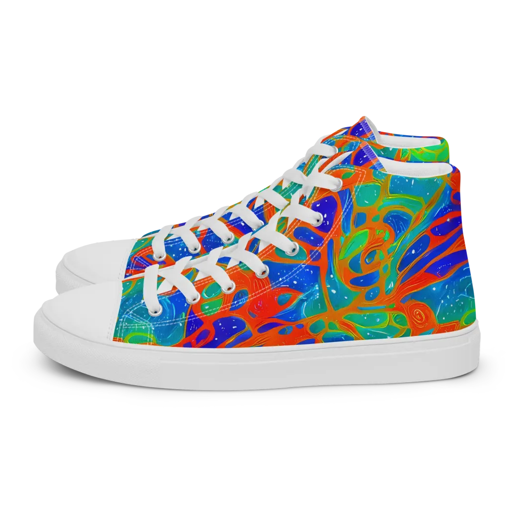 Radiant Cells on Women's High Top Canvas Shoes — Left