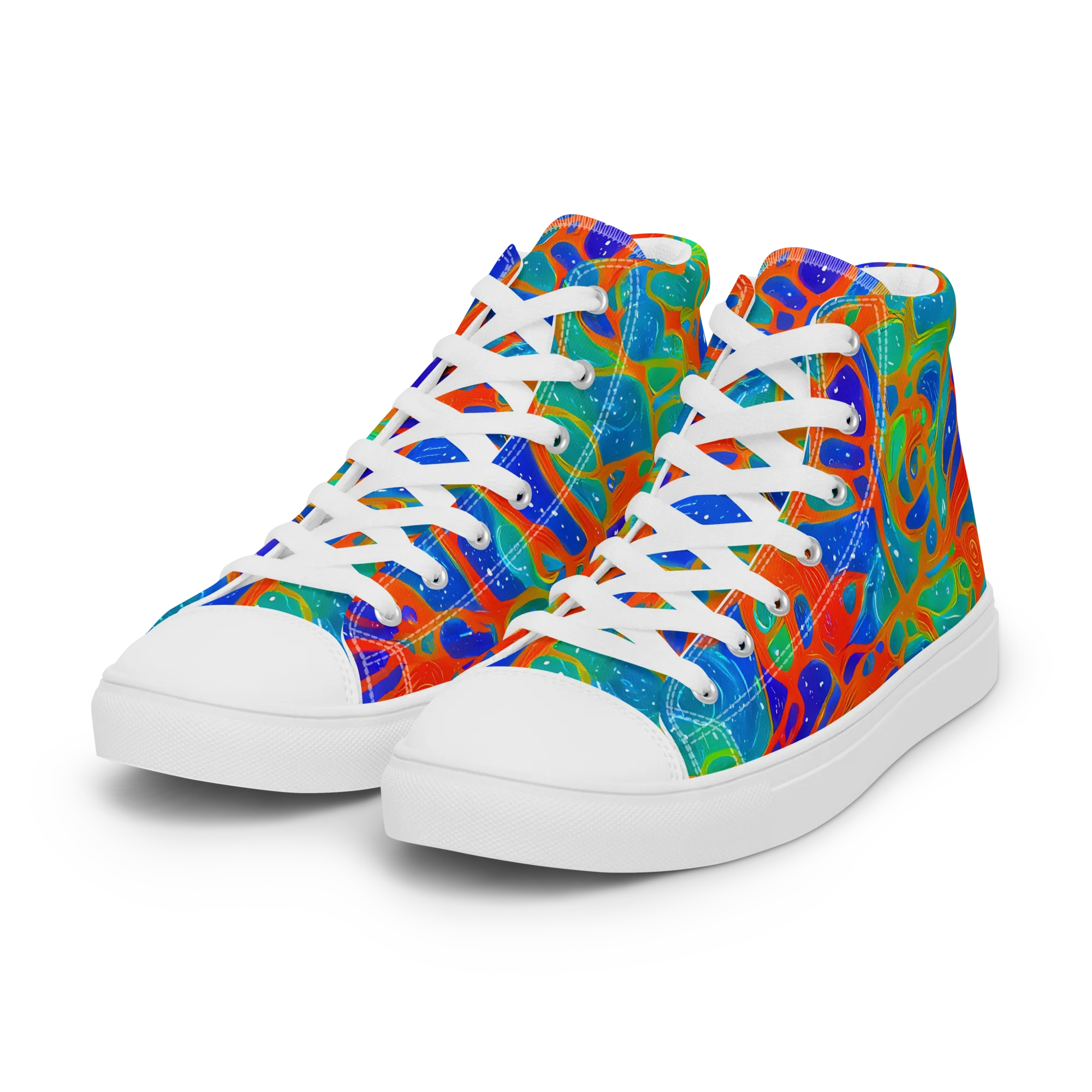 Radiant Cells on Women's High Top Canvas Shoes — Left Front