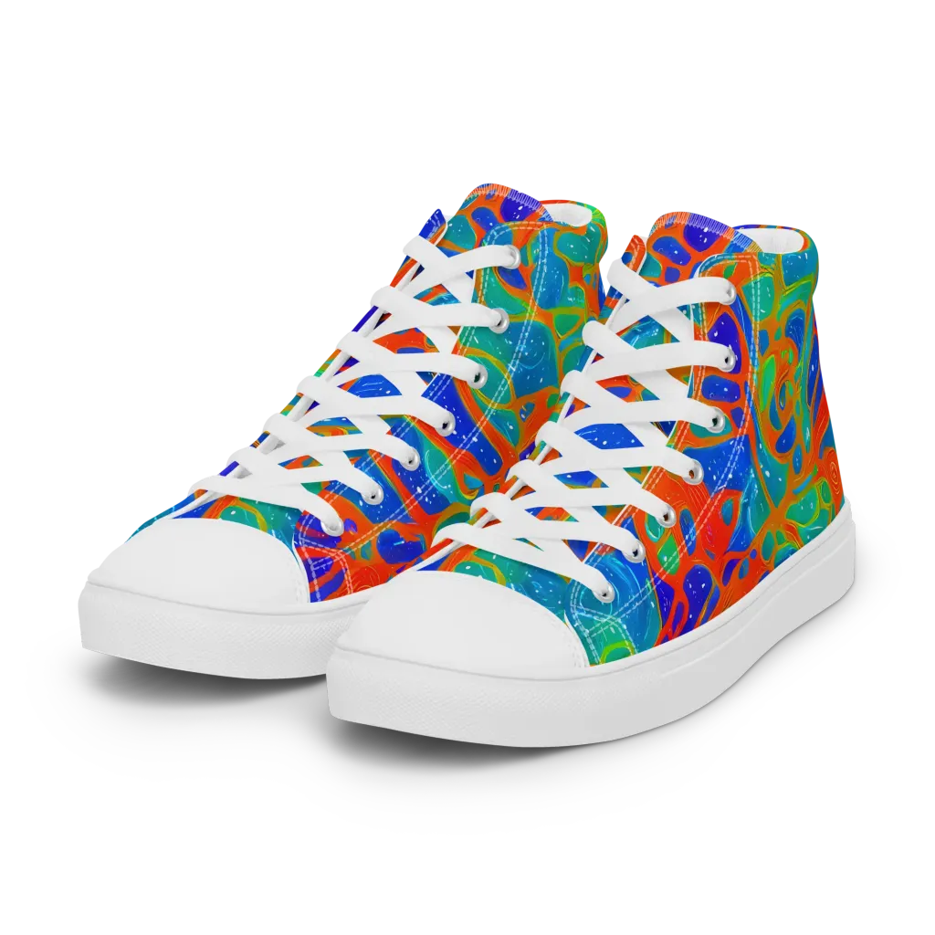 Radiant Cells on Women's High Top Canvas Shoes — Left Front