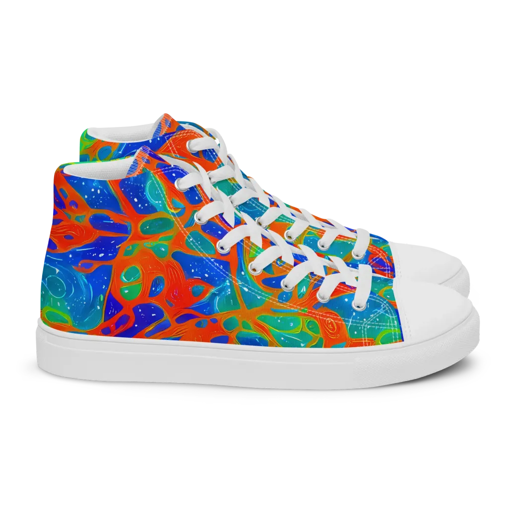 Radiant Cells on Women's High Top Canvas Shoes — Right