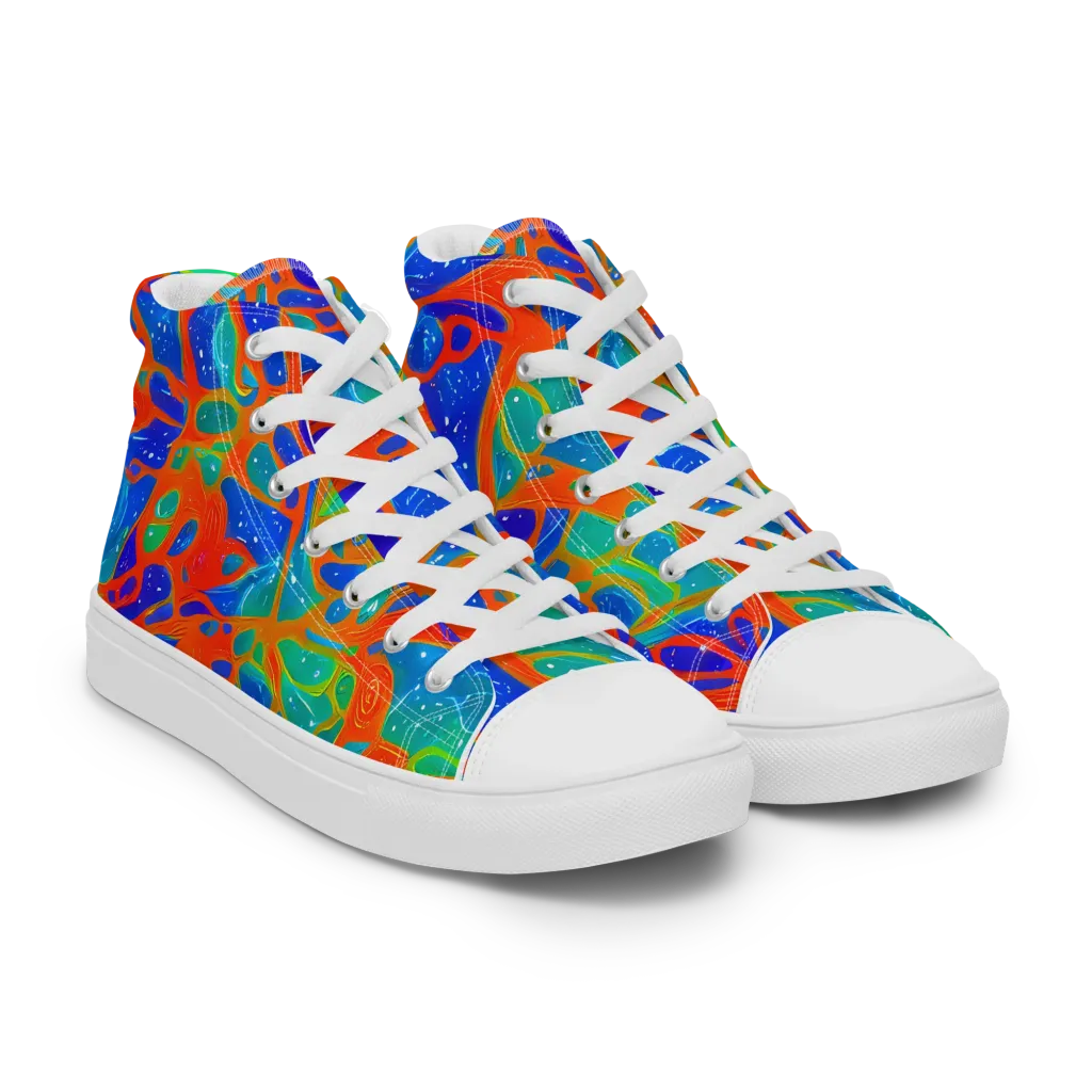 Radiant Cells on Women's High Top Canvas Shoes — Right Front