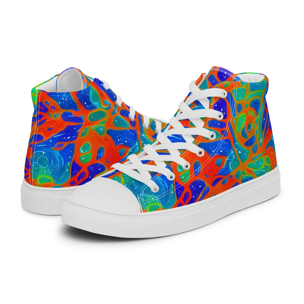 Radiant Cells on Women's High Top Canvas Shoes — Left
