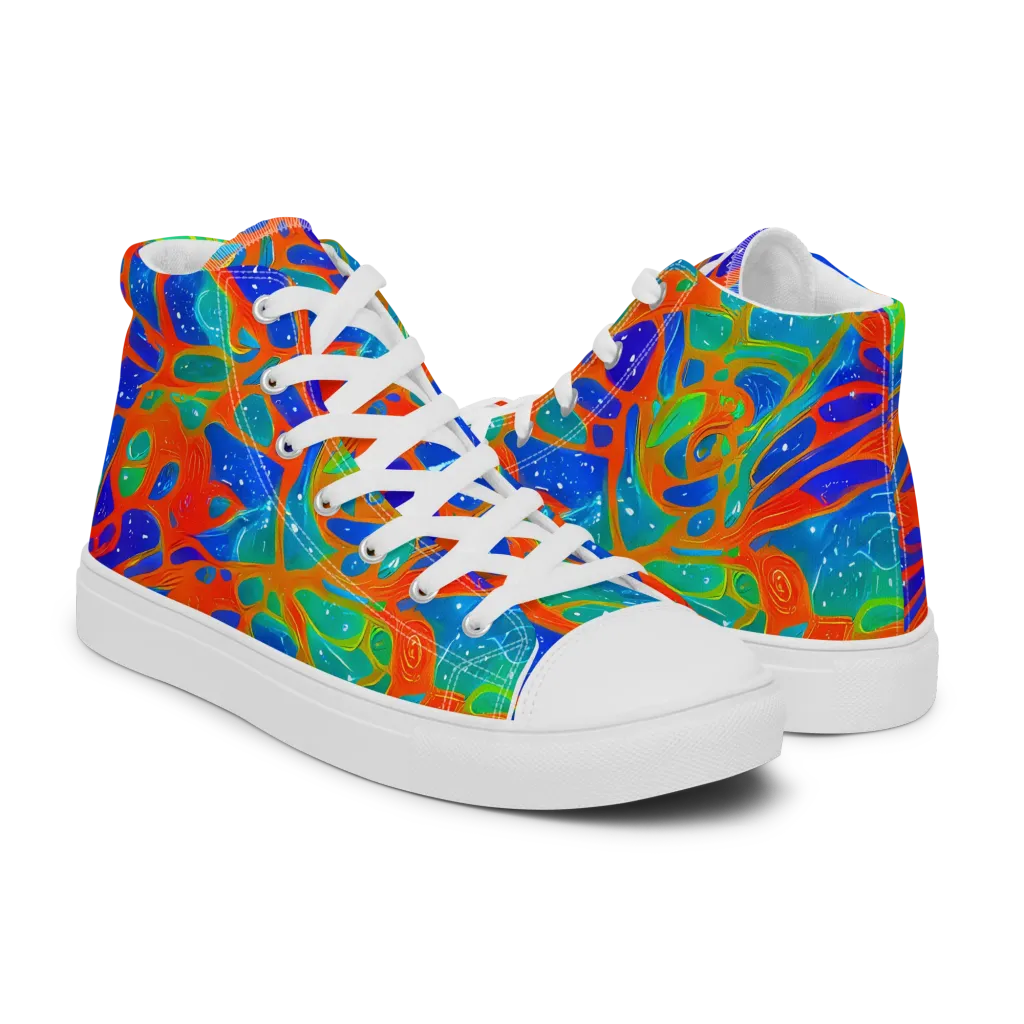 Radiant Cells on Women's High Top Canvas Shoes — Right