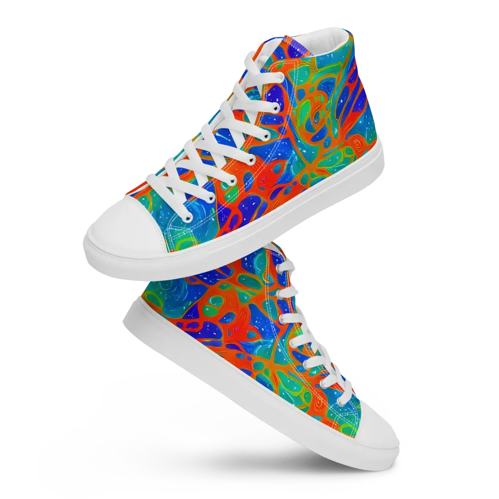 Radiant Cells on Women's High Top Canvas Shoes — Front