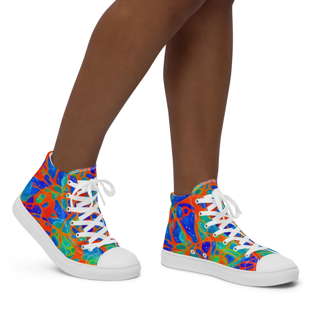 Radiant Cells on Women's High Top Canvas Shoes — Right