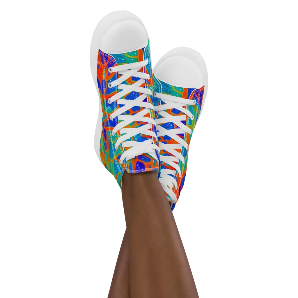 Radiant Cells on Women's High Top Canvas Shoes — Front