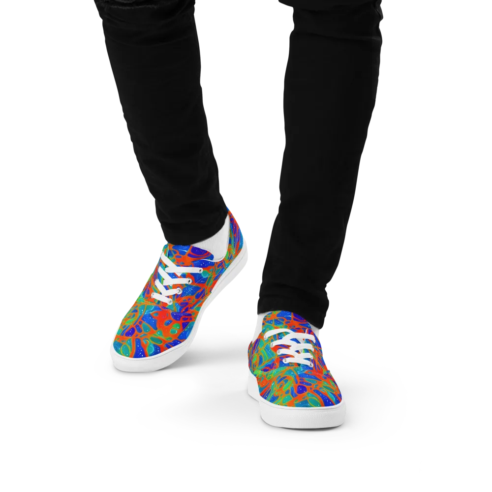 Radiant Cells on Men's Lace-Up Canvas Shoes — Front