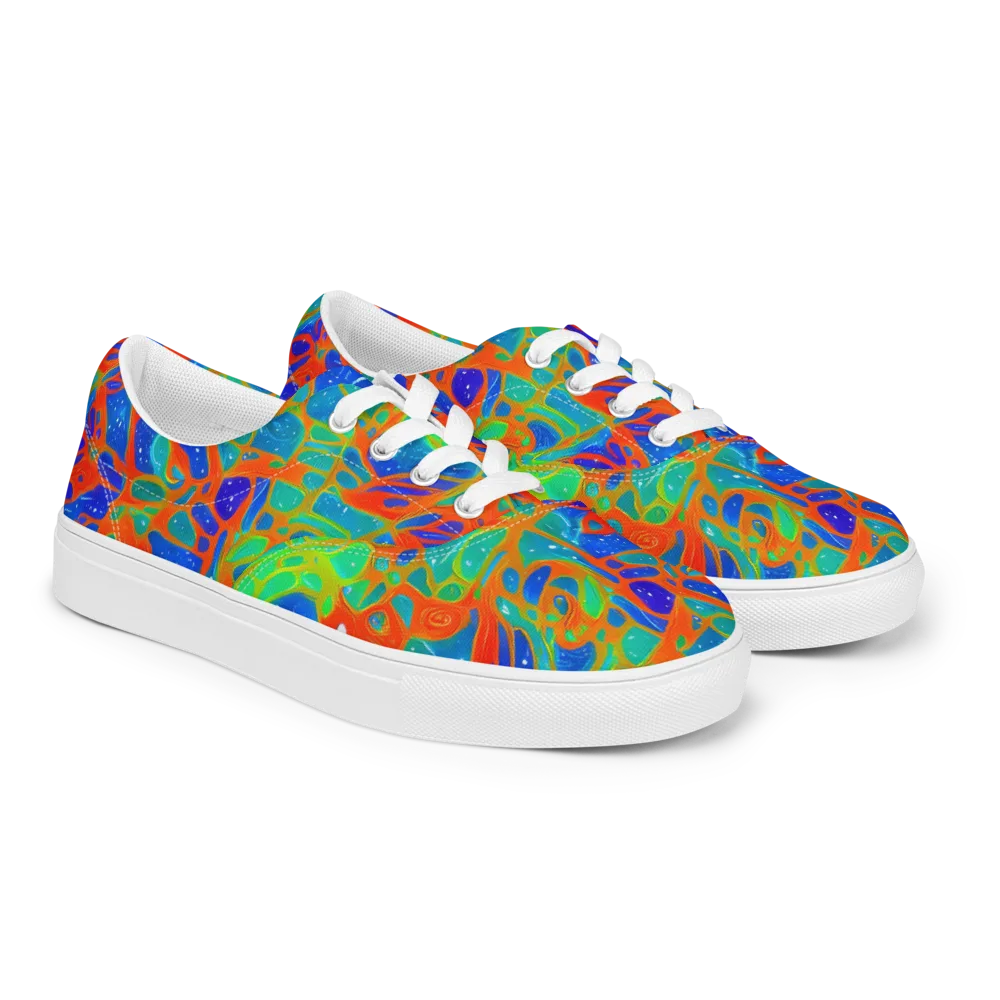 Radiant Cells on Men's Lace-Up Canvas Shoes — Right Front