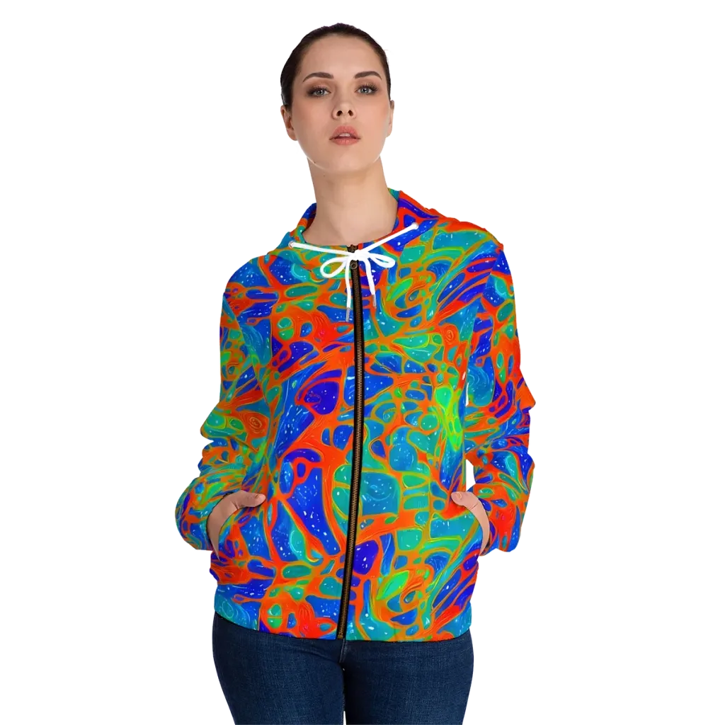 Radiant Cells on Women's Full-Zip Hoodie — Front On Person