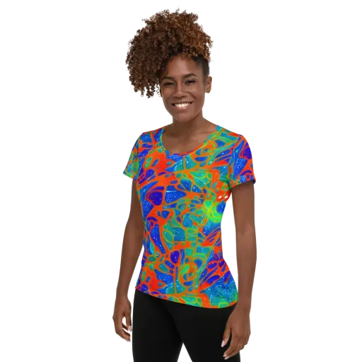Radiant Cells on a Women's Athletic T-Shirt