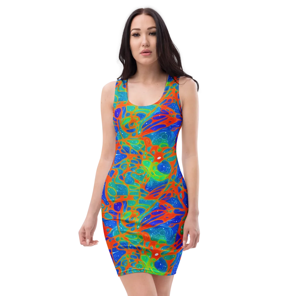 Radiant Cells on Bodycon Dress — Front