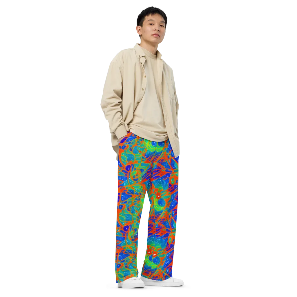 Radiant Cells on Wide-Leg Pants — Right Front
