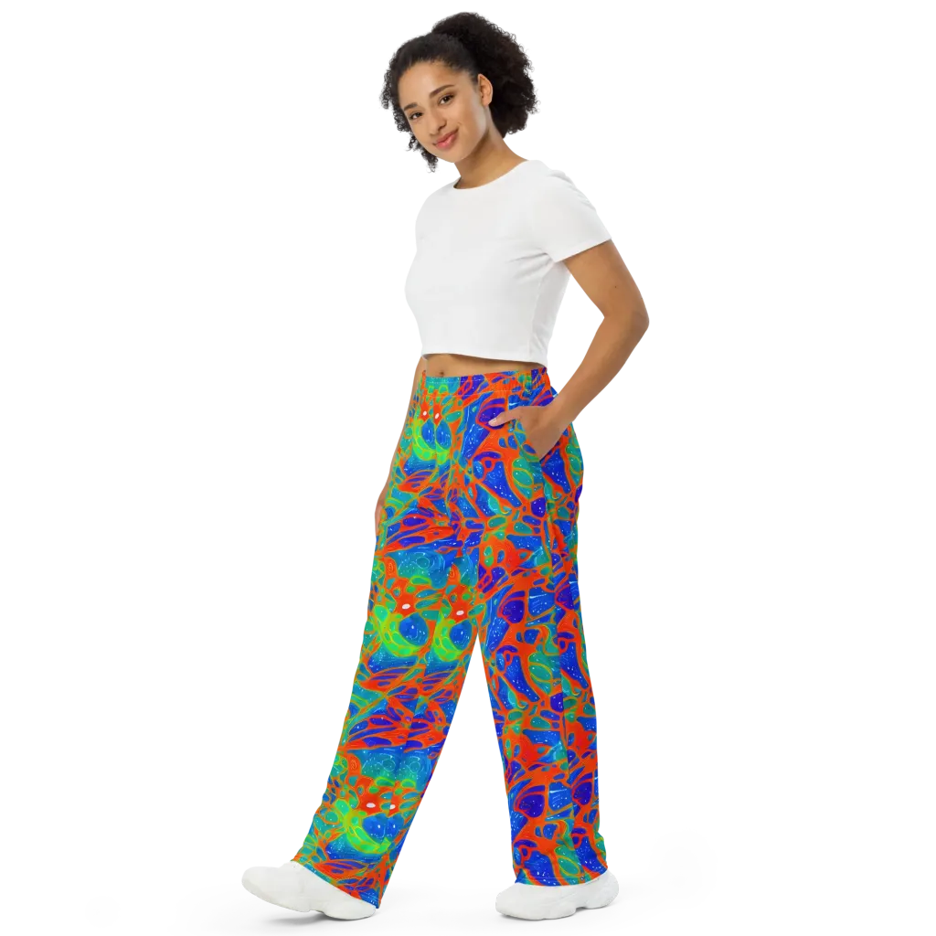 Radiant Cells on Wide-Leg Pants — Left Front