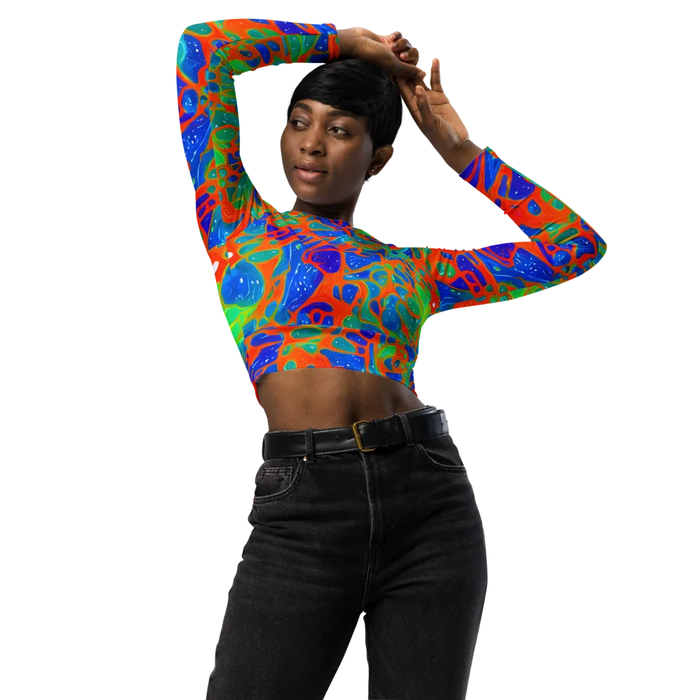 Radiant Cells on Long Sleeve Crop Top — Front