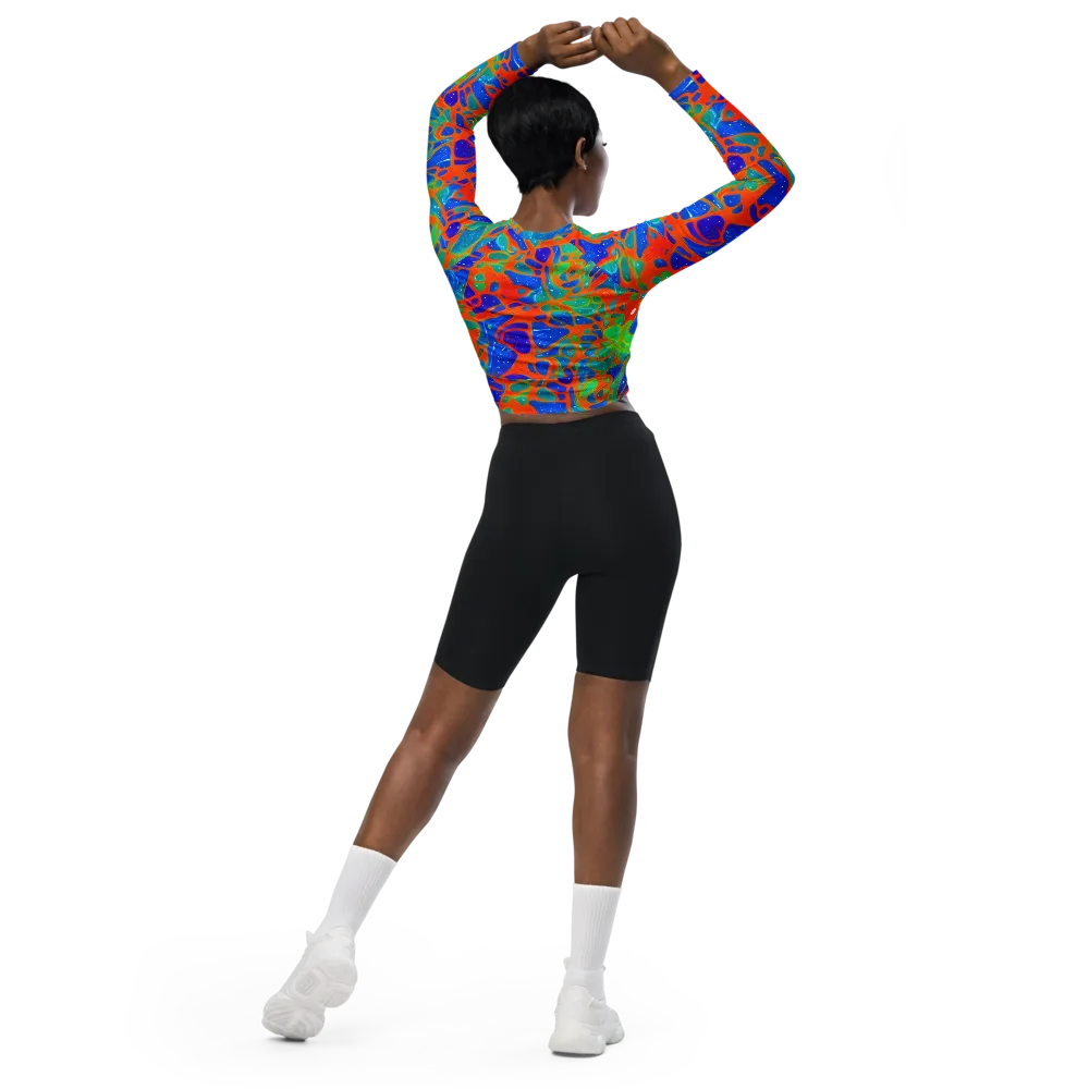 Radiant Cells on Long Sleeve Crop Top — Back