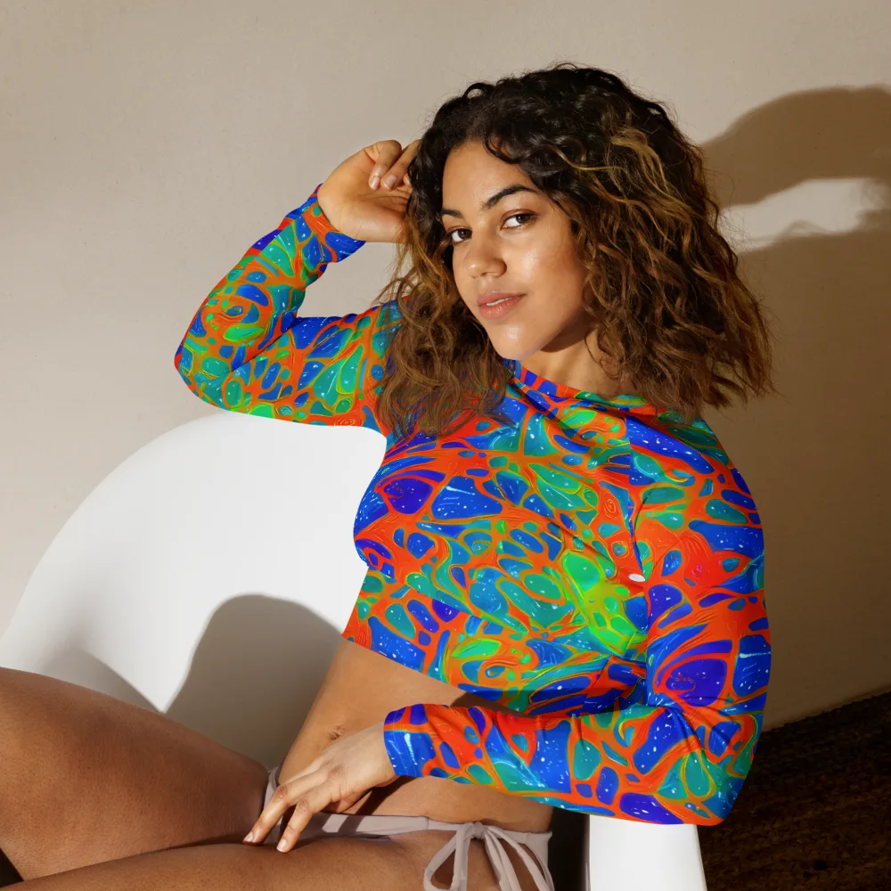 Radiant Cells on Long Sleeve Crop Top — Left Front