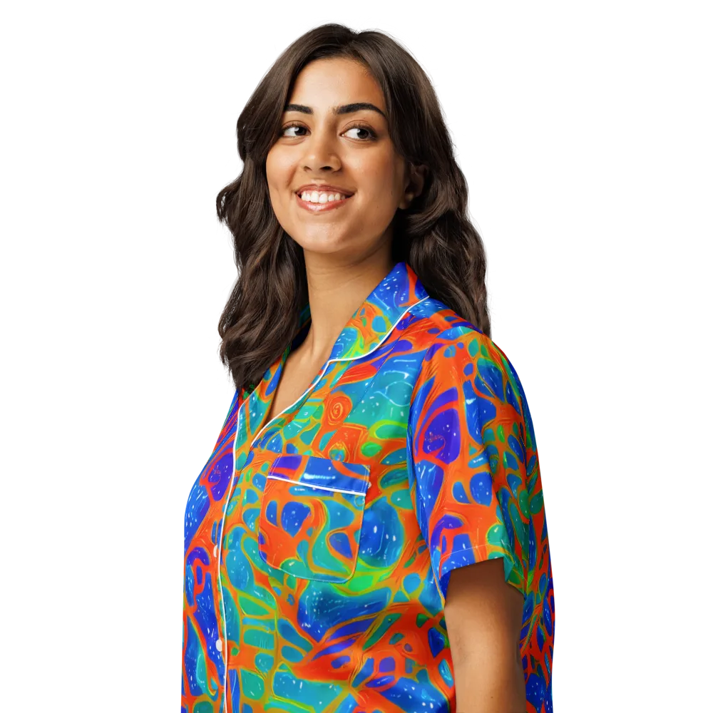 Radiant Cells on Women's Short Sleeve Pajama Top — Left Front