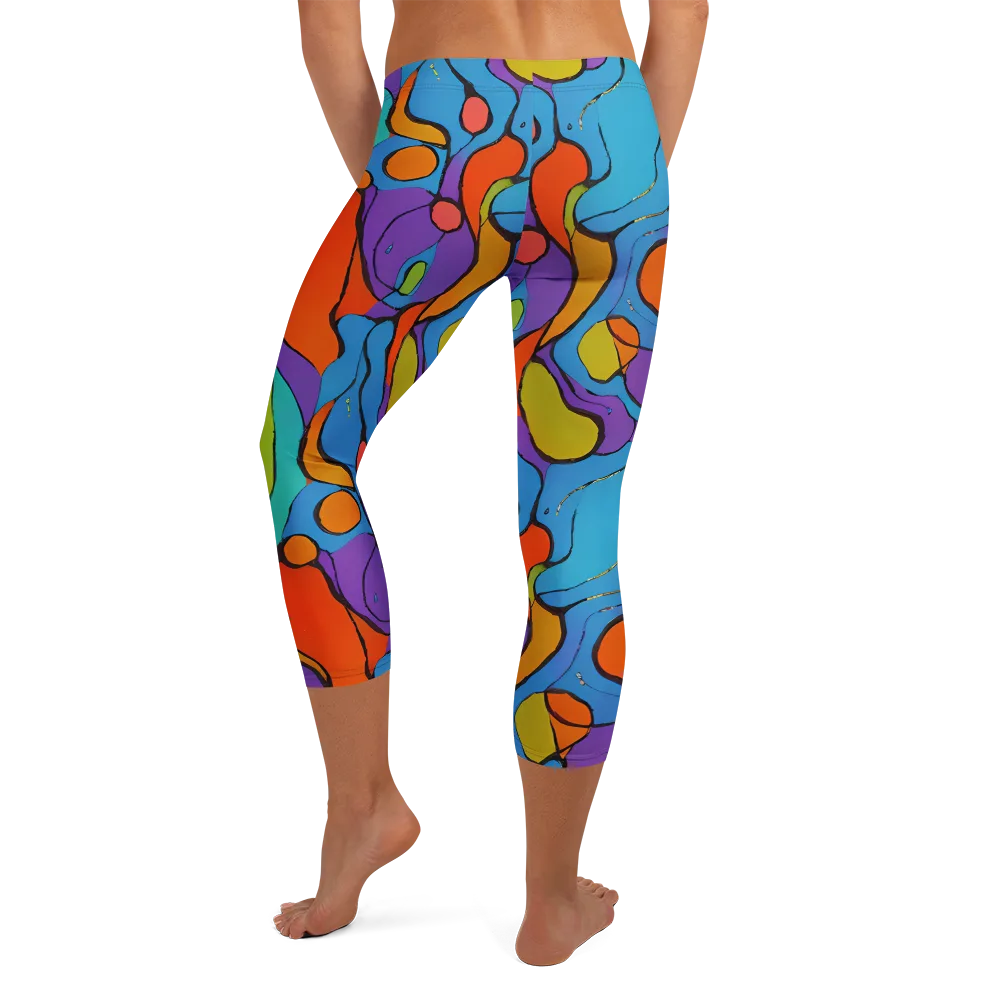 Kaleidoscope Bloom on Capri Leggings — Back