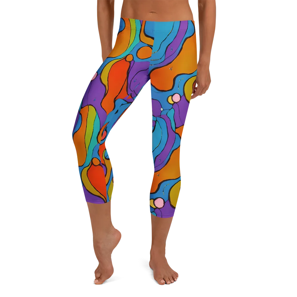 Kaleidoscope Bloom on Capri Leggings — Front